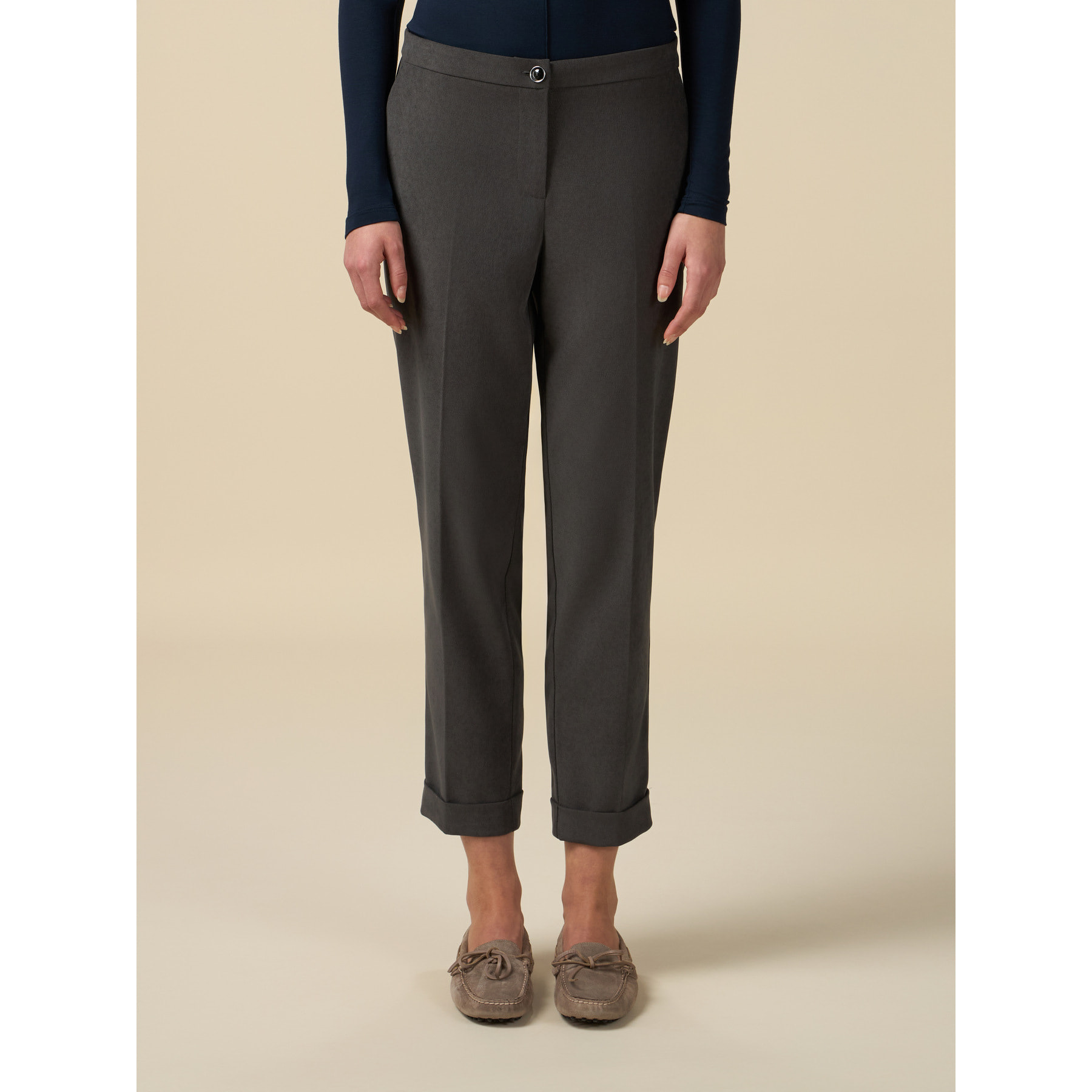 Oltre - Straight velvet trousers - Gris