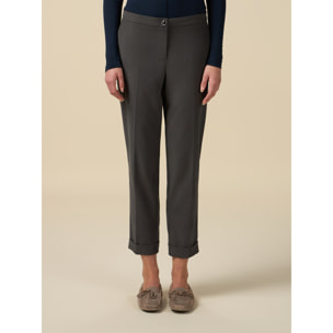 Oltre - Straight velvet trousers - Gris