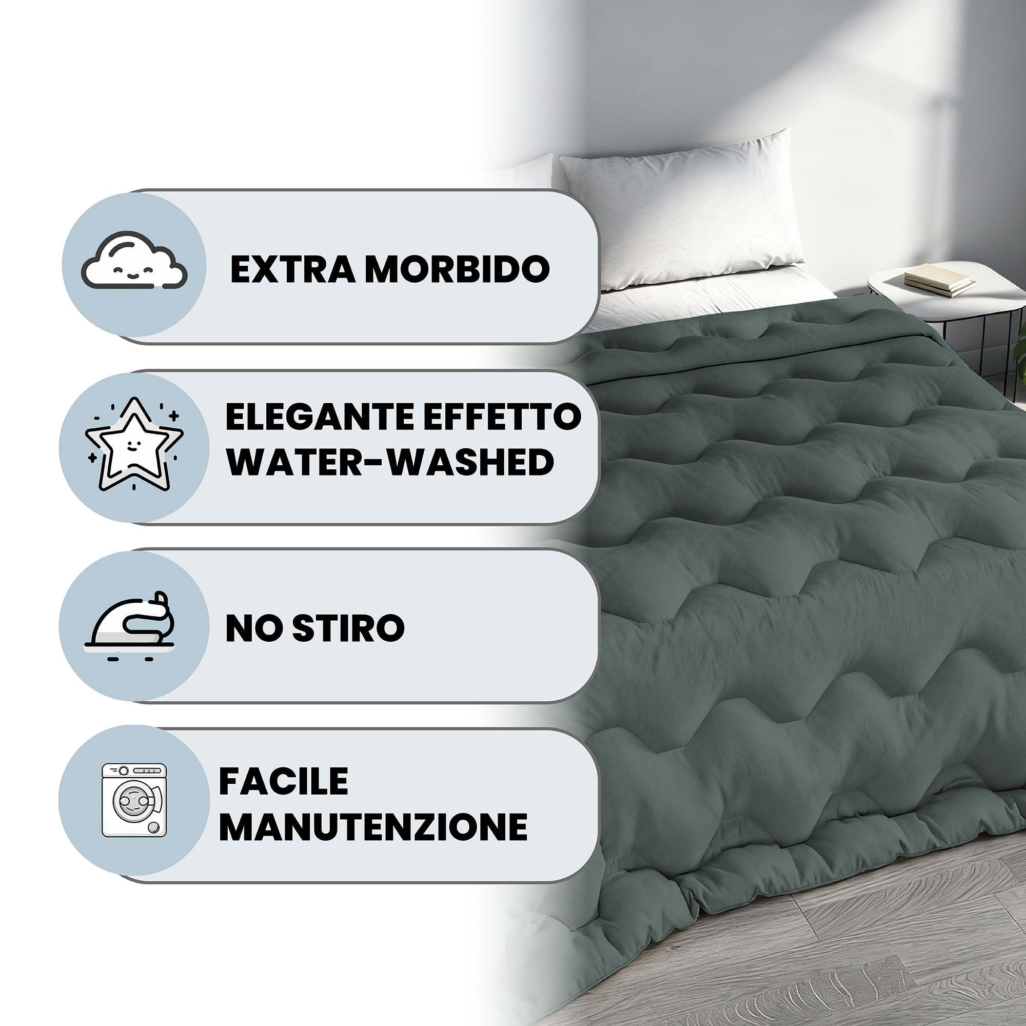 TRAPUNTA INVERNALE WATERWASHED MATRIMONIALE Made in Italy