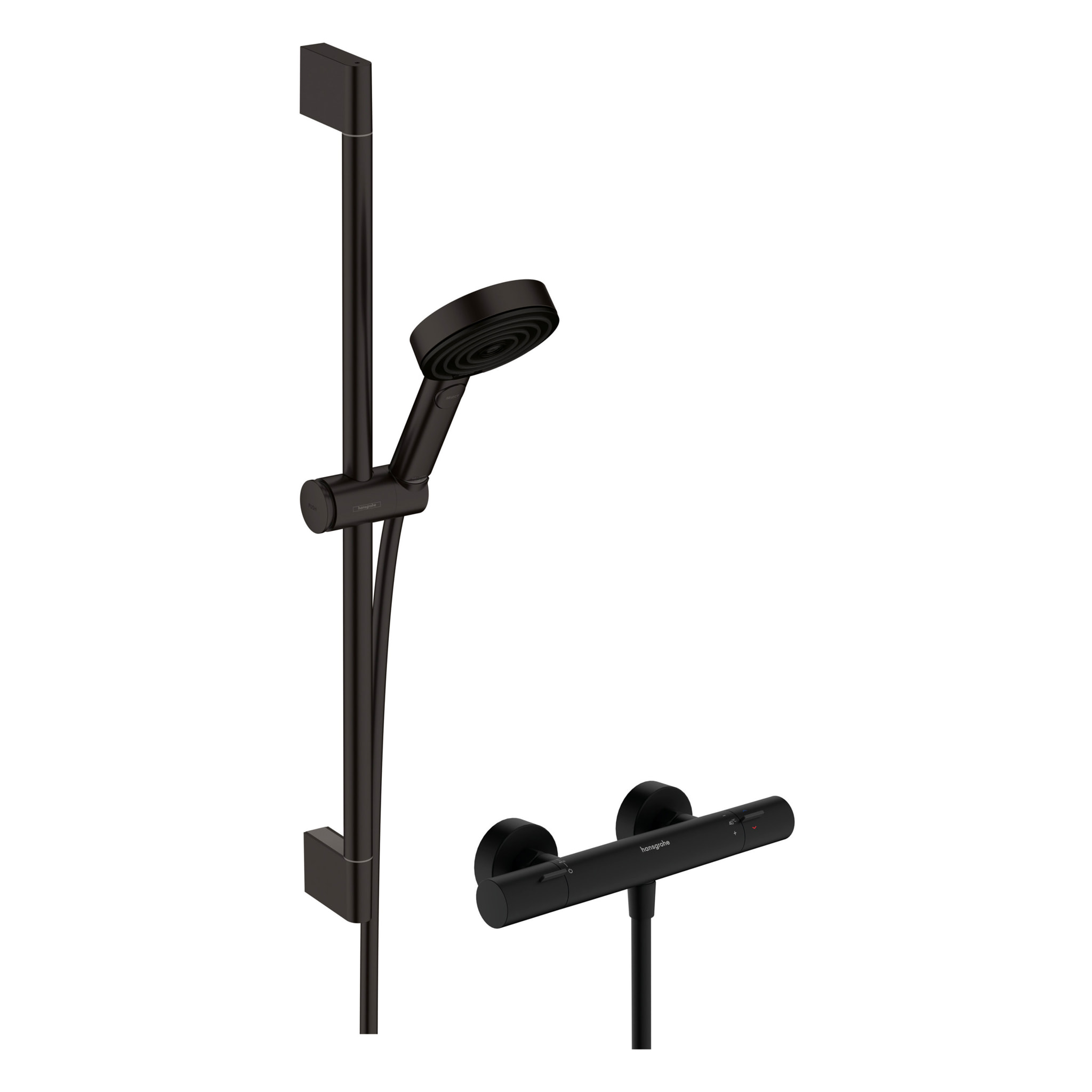 Set de douche Pulsify Select S 3 jets, barre 65cm EcoSmart, Noir mat