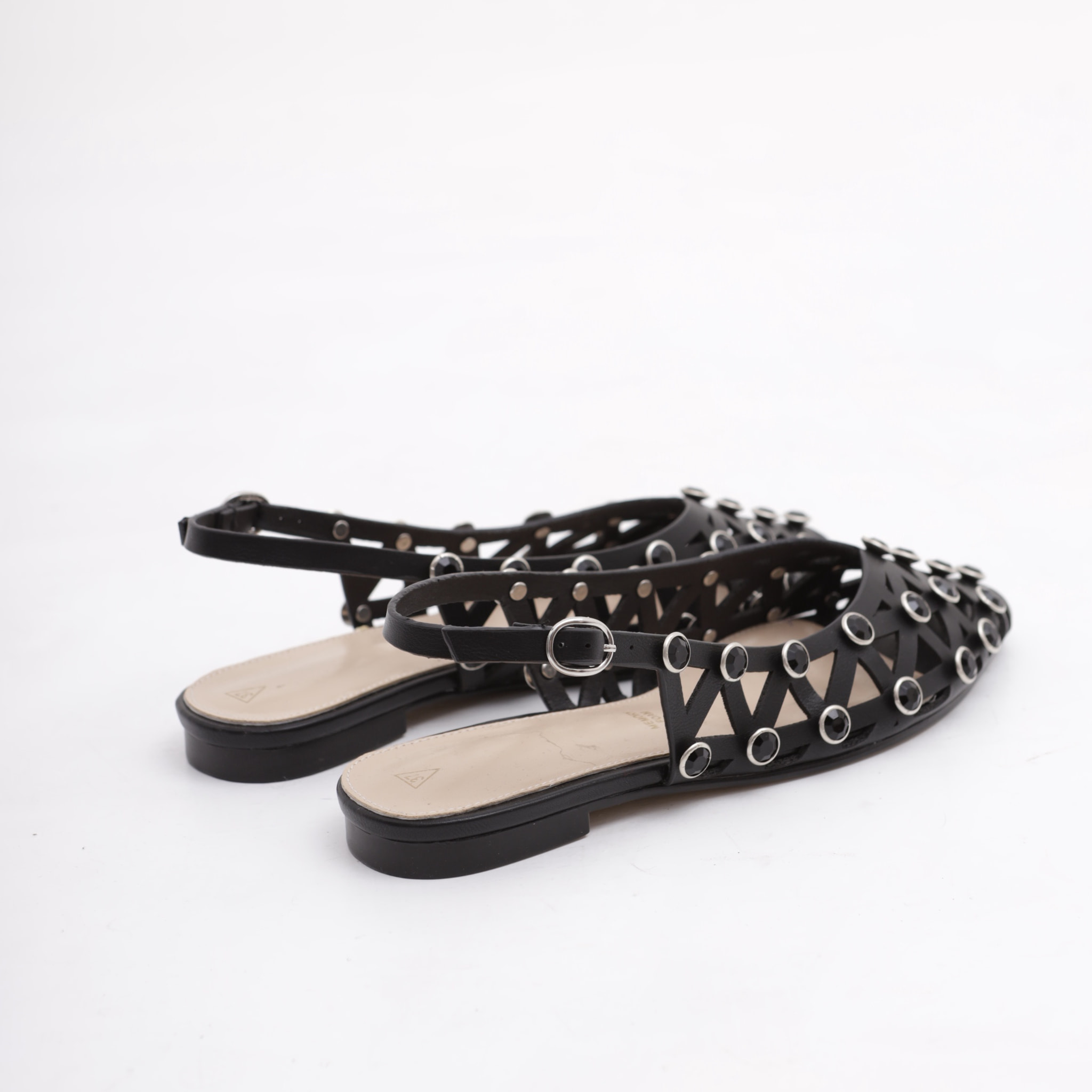SLINGBACK FLAT GRID NERO