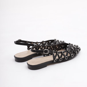 SLINGBACK FLAT GRID NERO