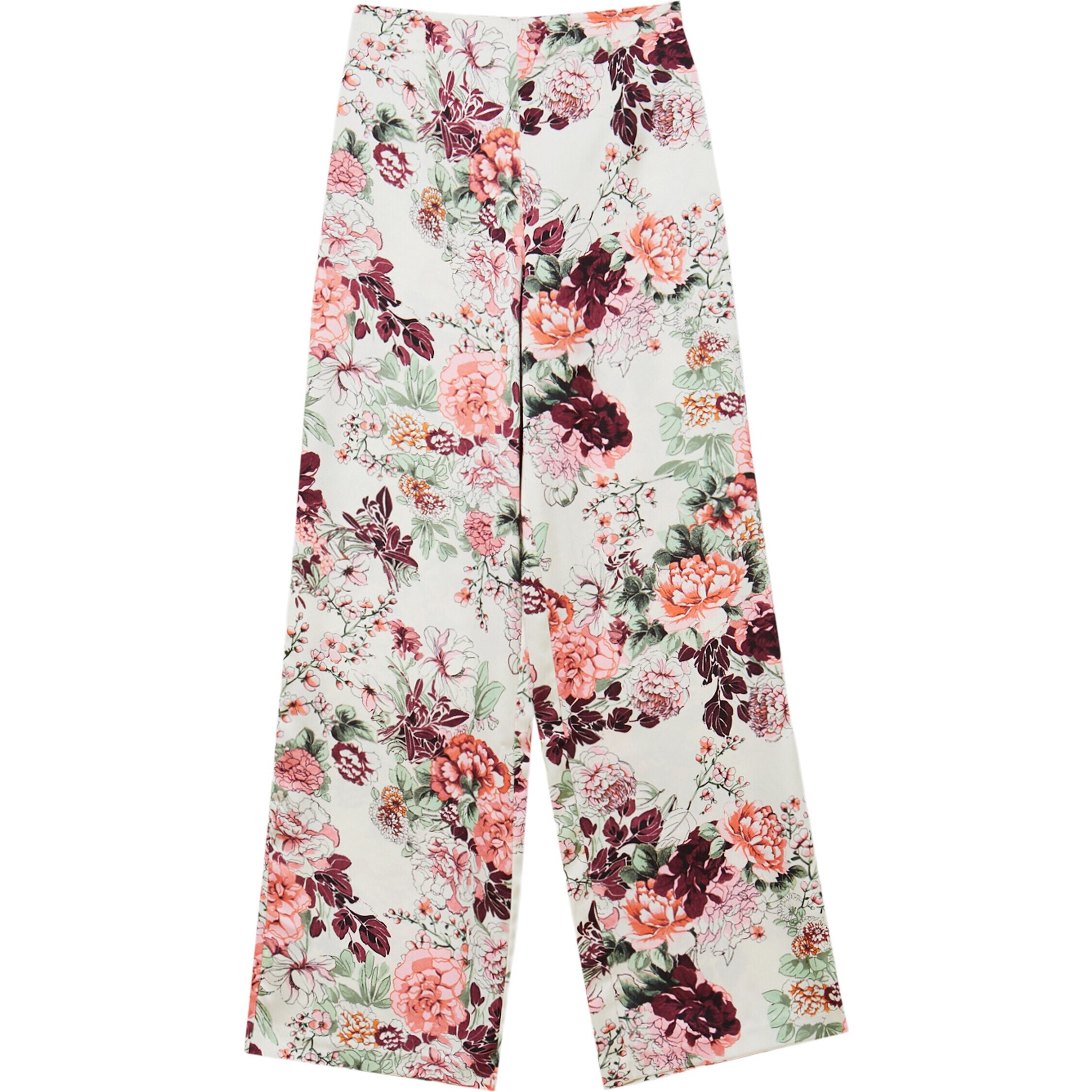 Pantalone satinato a fiori