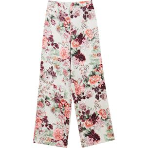 Pantalone satinato a fiori