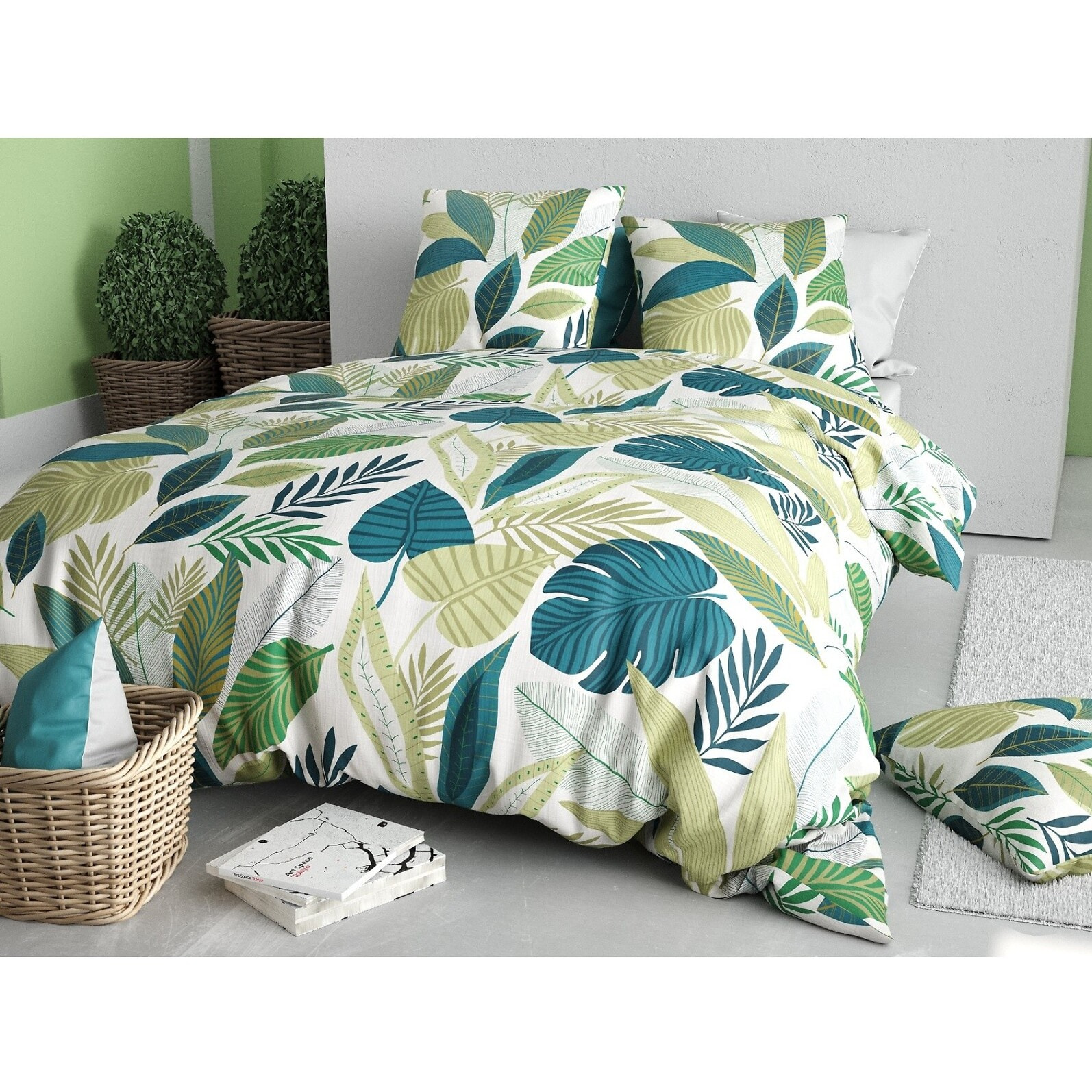 Parure housse de couette imprimée + 2 taies Tropicalia