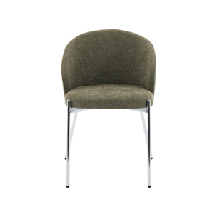 Chaise bois de peuplier teinté noyer, acier et tissu texturé (lot de 2) PAUL