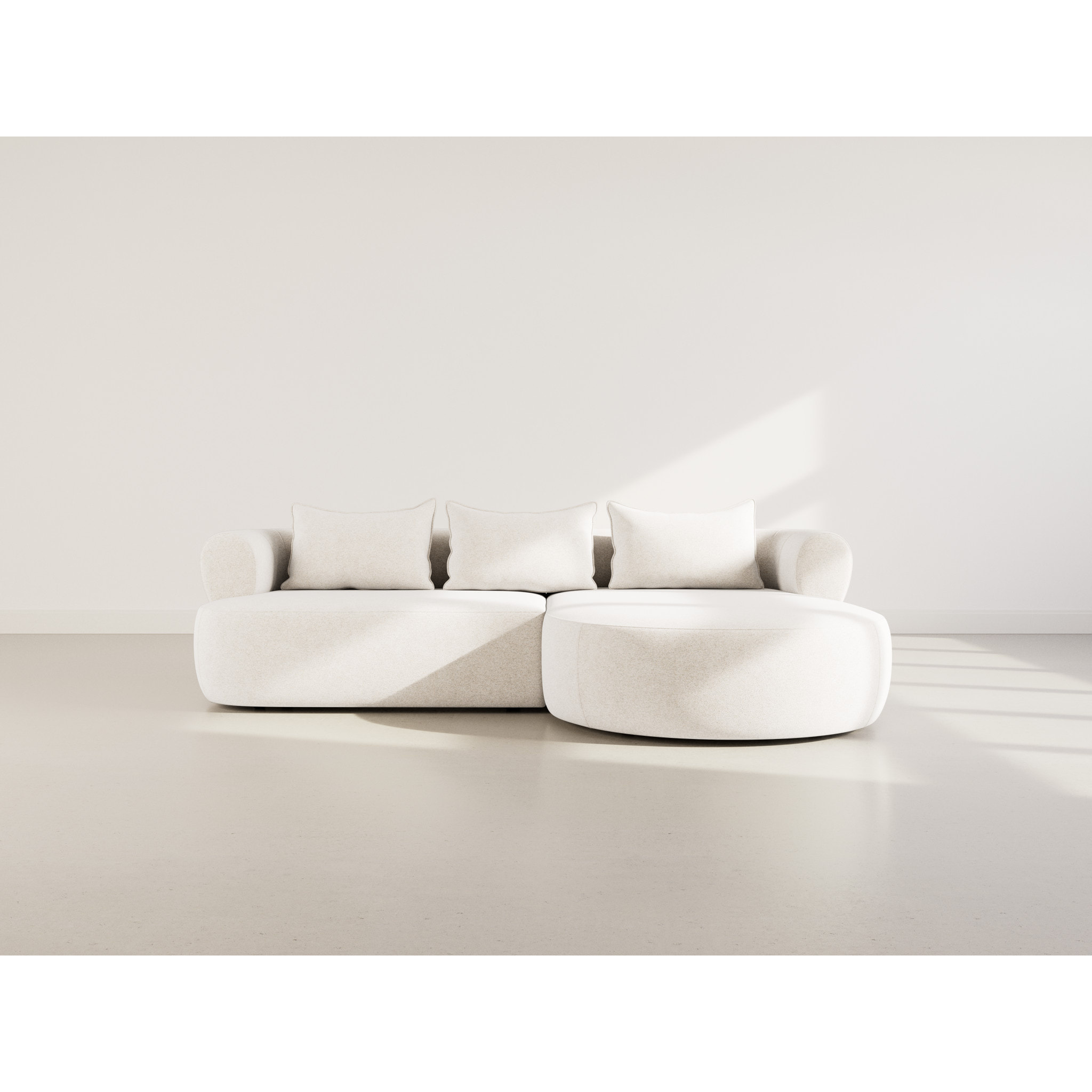 Angela - canapé d'angle droit 4 places en velours texturé - Beige