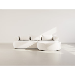 Angela - canapé d'angle droit 4 places en velours texturé - Beige