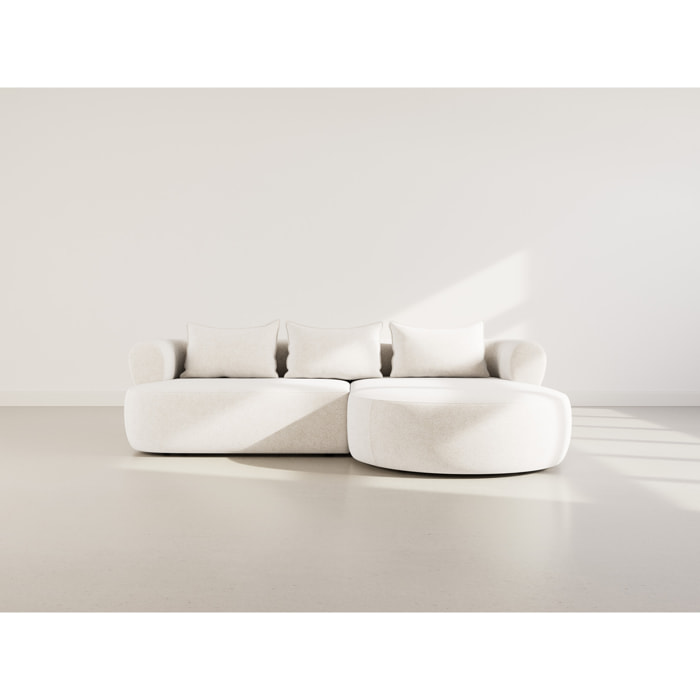 Angela - canapé d'angle droit 4 places en velours texturé - Beige