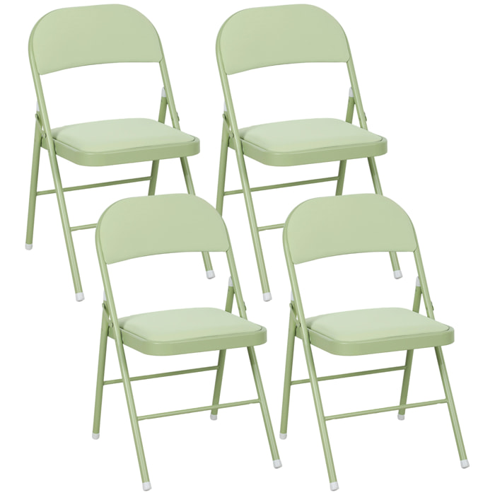 Lot de 4 chaises pliantes assise dossier rembourrés acier velours vert