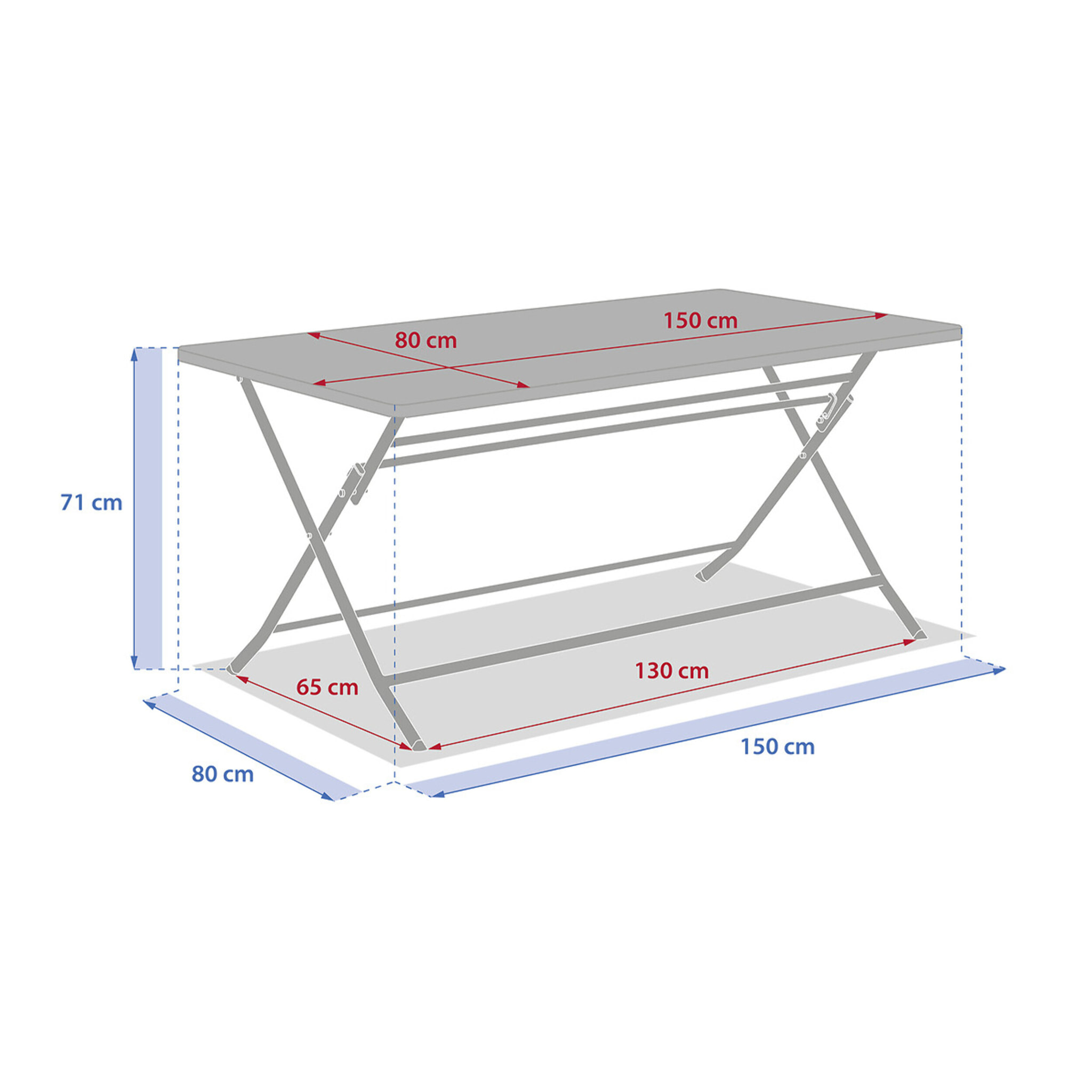 Table de jardin pliante rectangulaire "Greensboro" graphite 6 places en acier