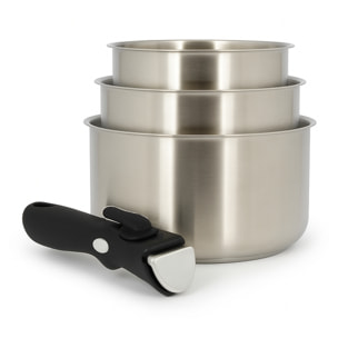 Lot de 3 casseroles amovibles acier inoxydable - tous feux IRIS