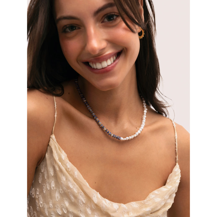 Collana Índigo Pearl Acciao Placcato Oro