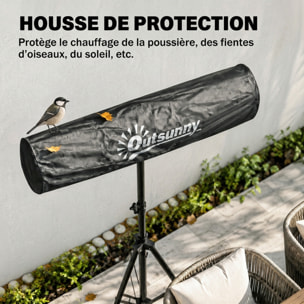 Radiateur infrarouge sur pieds réglable  830/1660/2500W 3 niv. télécommande housse alu noir