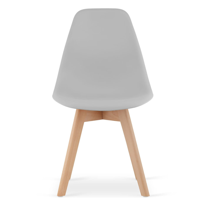 Sedia di design Kito grigia con gambe in legno di faggio