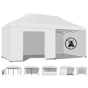 Taman Tenda / Gazebo Per Giardino 3X6 Impermeabile Pieghevole Per Fiere E Mercati Con Teli Laterali Colore Bianco