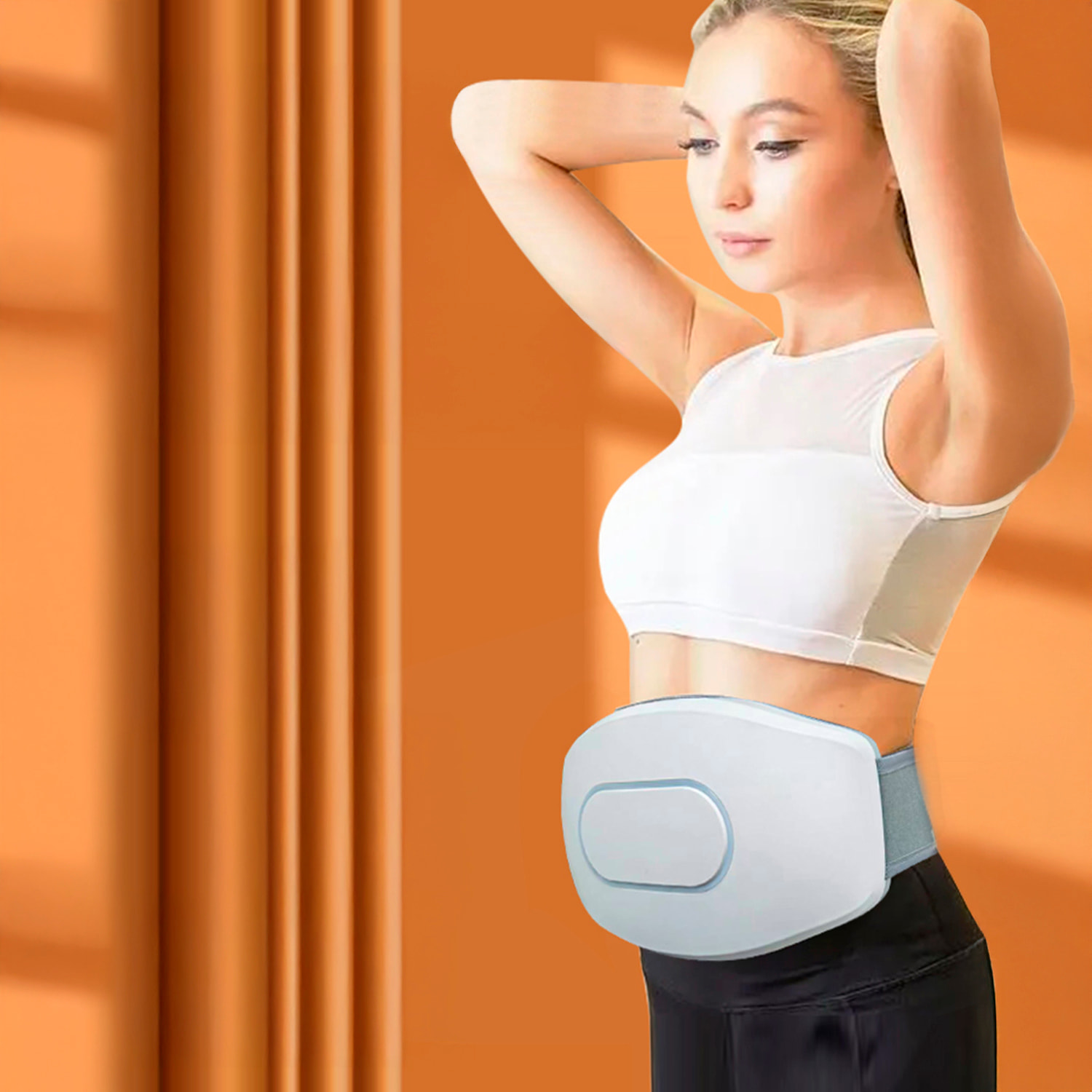 Cinturón de masaje para cintura y abdomen con compresa caliente de 3 intensidades y 2 niveles de potencia.