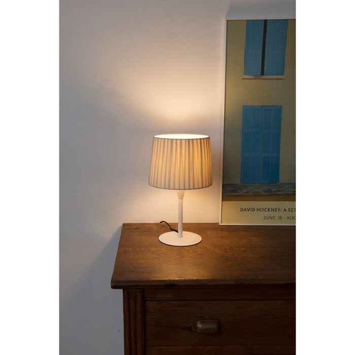 SAMBA S Mini lampada da tavolo bianca/bordata beige