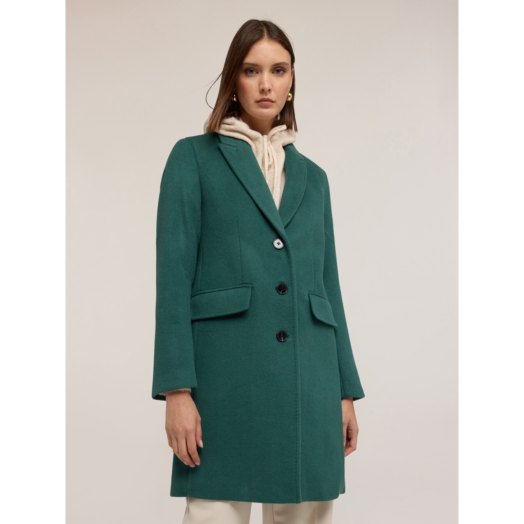 Motivi - Cappotto in misto lana ammagliato - Verde