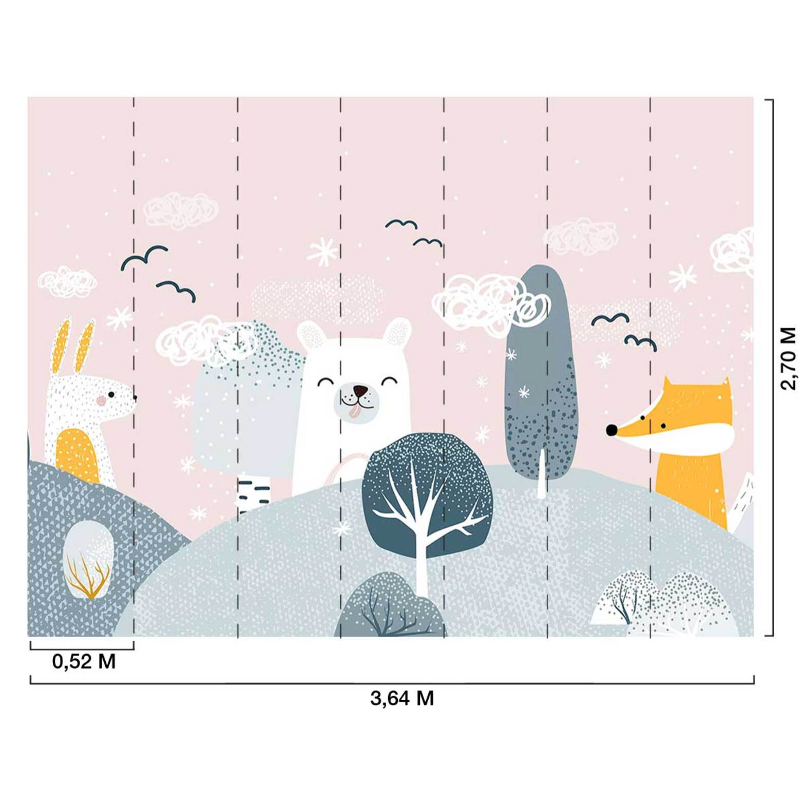 Papier peint enfant forêt douce animaux scandinave pastel Intissé