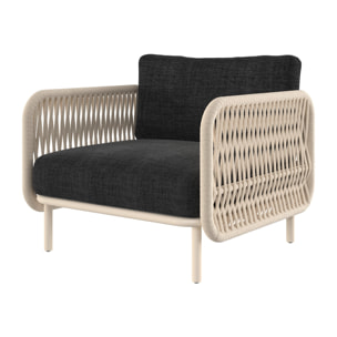 Fauteuil de jardin Rio en tissu noir chiné