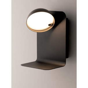 Applique LED BOING in metallo nero con testa orientabile e presa USB