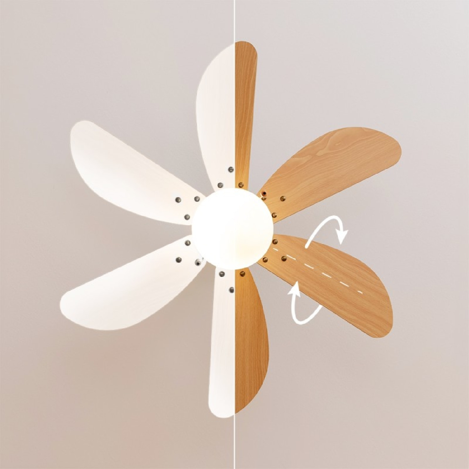 Cecotec Ventilateur de plafond avec lampe EnergySilence Aero 360 Gold&Wood