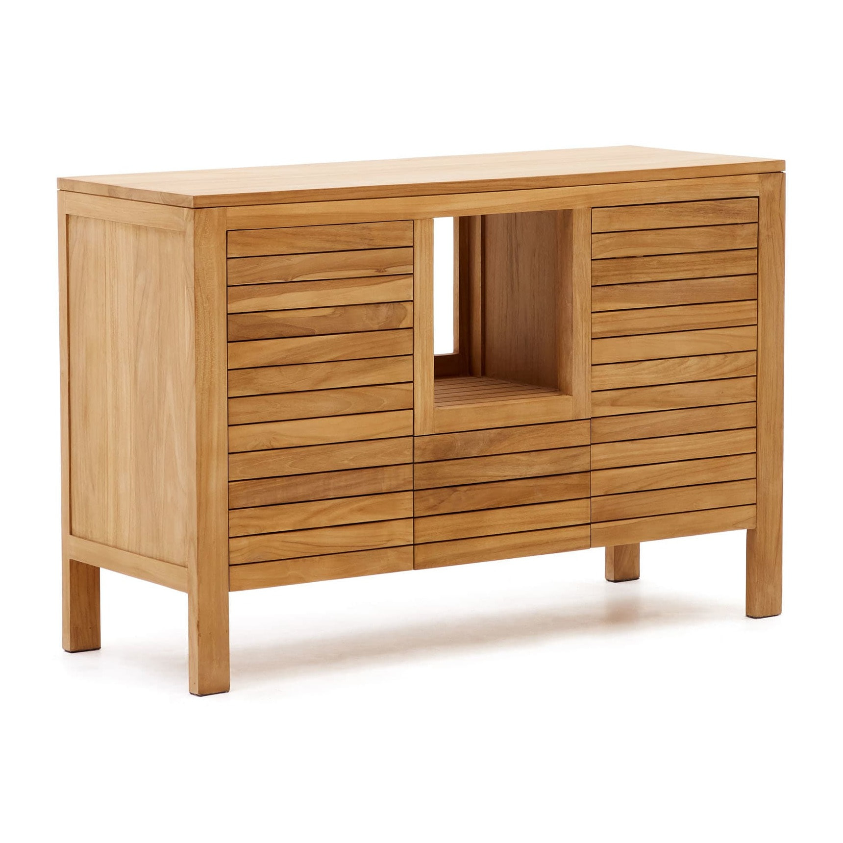 Mueble de baño Neria de madera maciza de teca acabado natural 120 x 45 cm