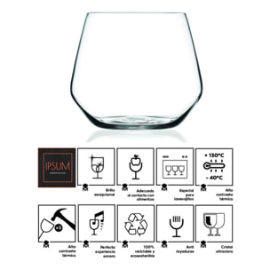 Set 10 vasos de agua 38 cl de cristal colección Barware Masterpro