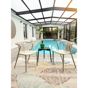DIEGO - Lot de 2 fauteuils de jardin empilables en Polypropylène sable