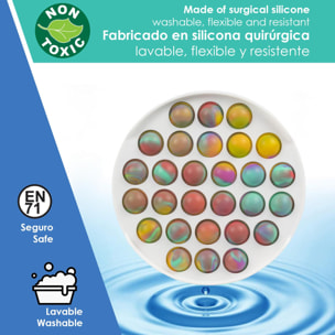 Bubble Pop It Giocattolo antistress rigido, bolle di silicone da spremere e premere. Design del telaio rigido rotondo.