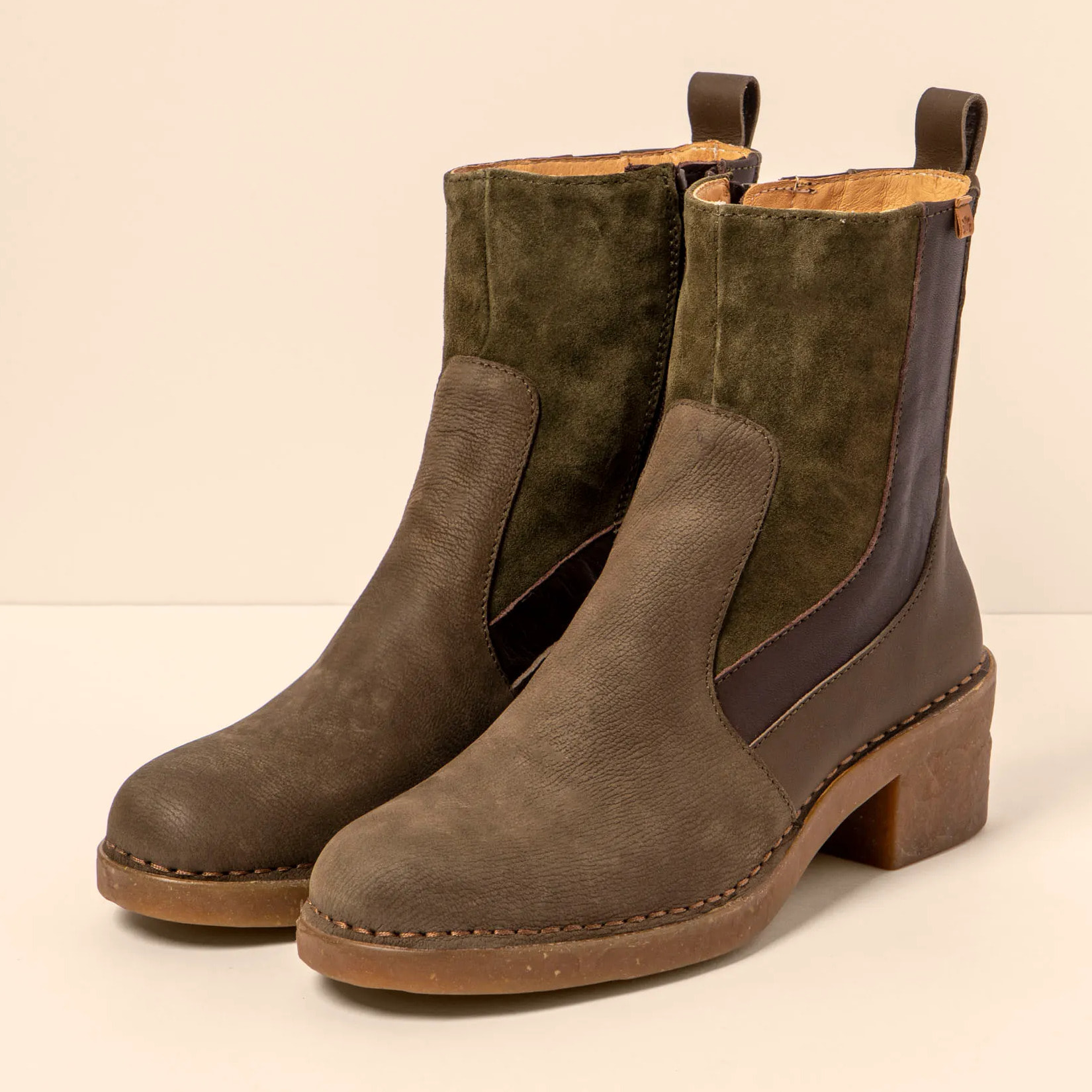 Botines con tacón N5668 MULTI LEATHER FOREST / TICINO color Forest