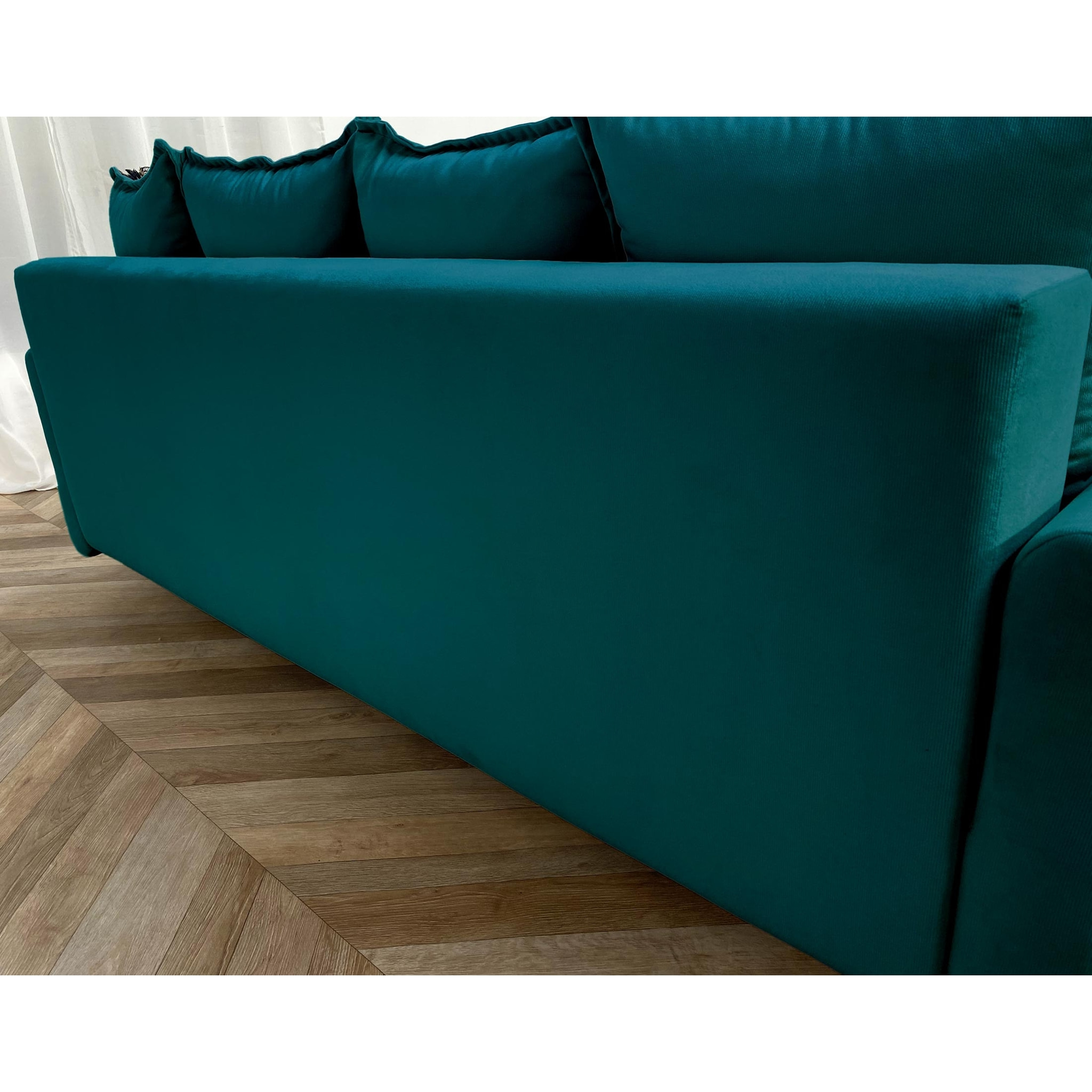 Apia - canapé 3 places - convertible avec coffre - en velours - Bleu canard