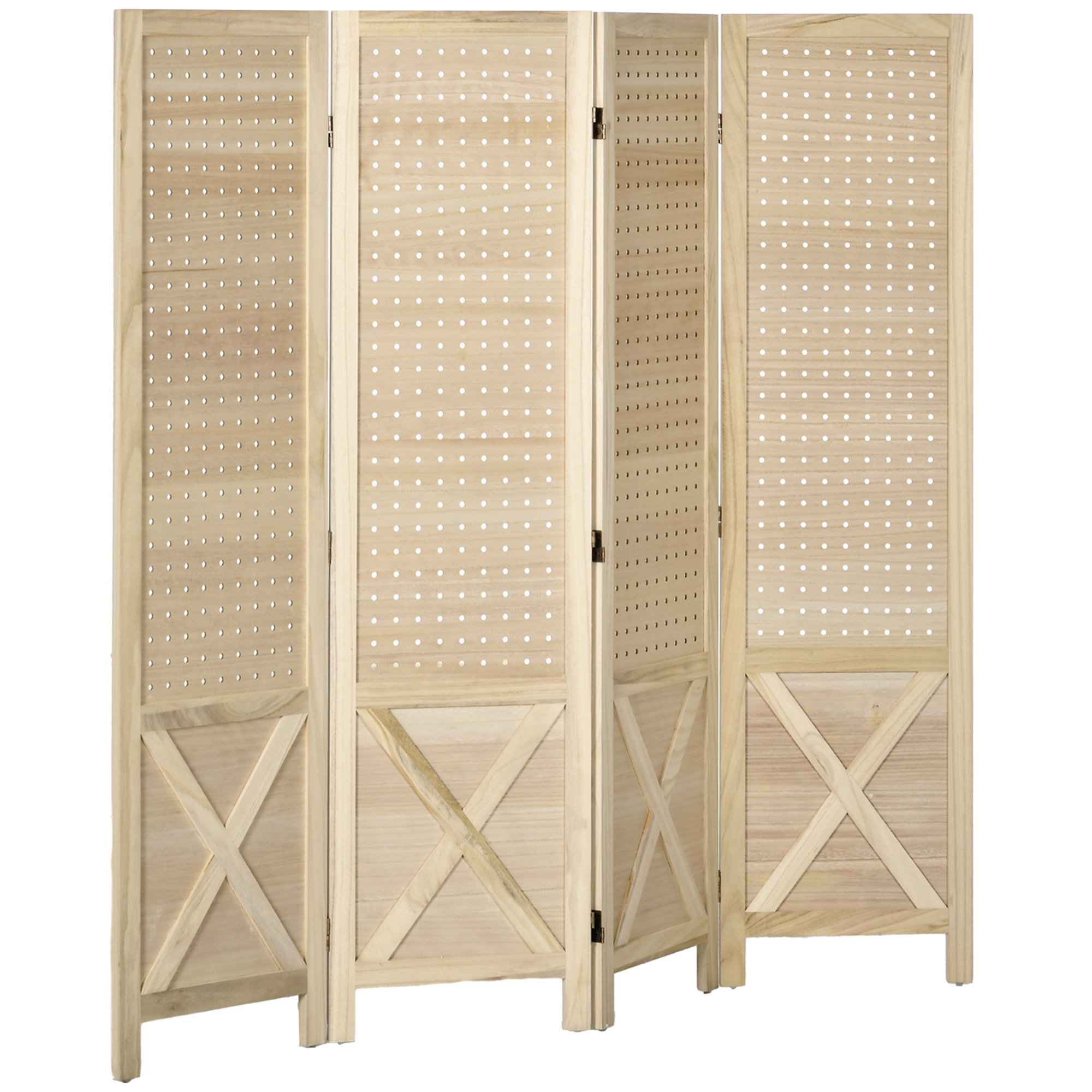 Paravent intérieur en bois 4 panneaux 152 x 144,5 cm pliable bois naturel