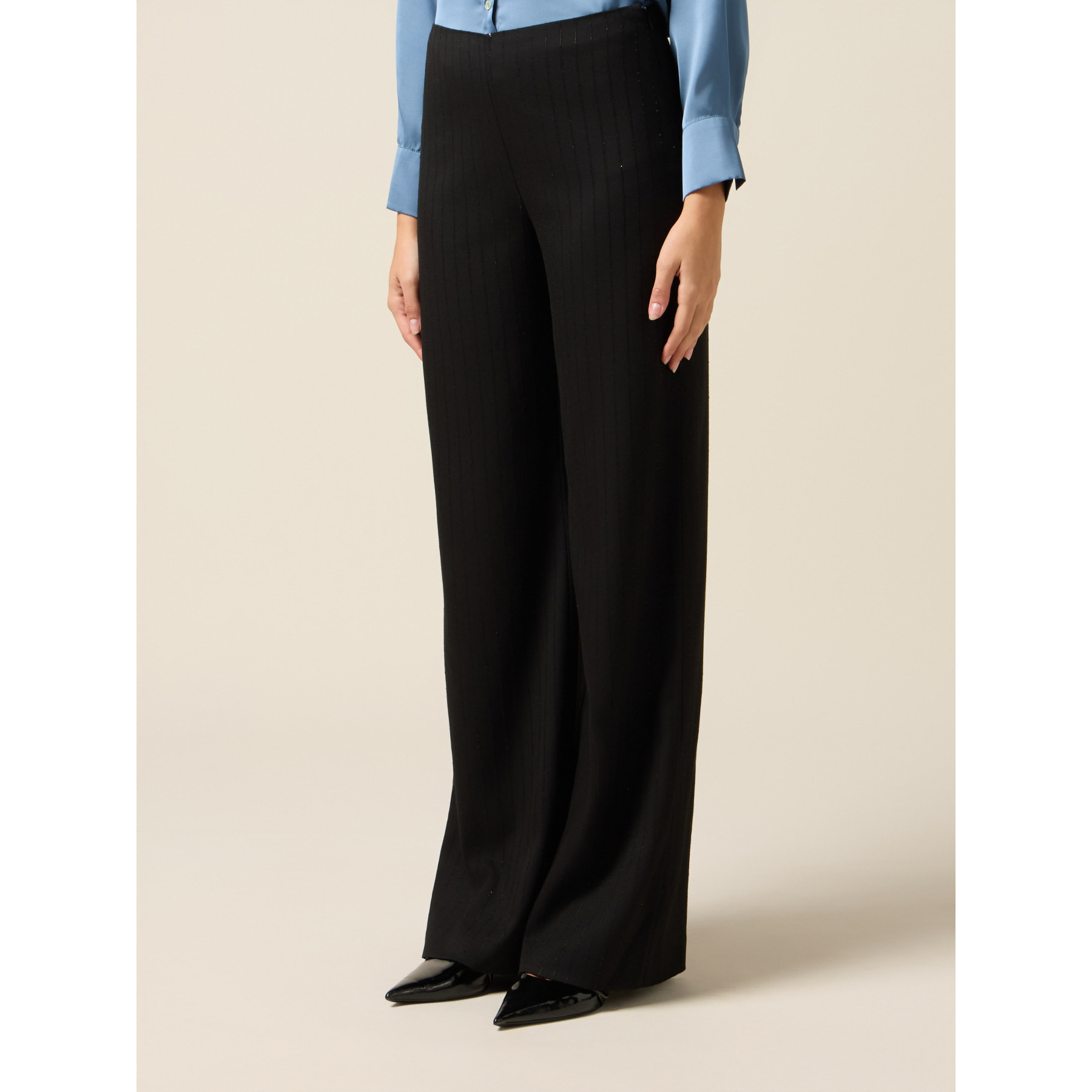 Oltre - Pantalones palazzo con bordado de lentejuelas - Negro