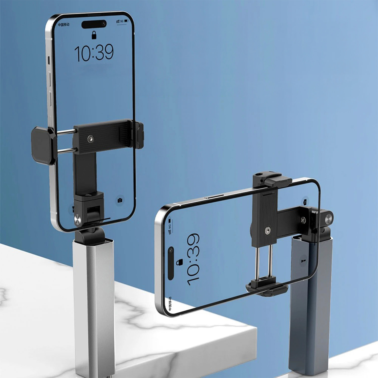 Estabilizador de móvil plegable con palo selfie extensible, giro 360° y soporte ajustable. Compacto, portátil y compatible con la mayoría de smartphones.