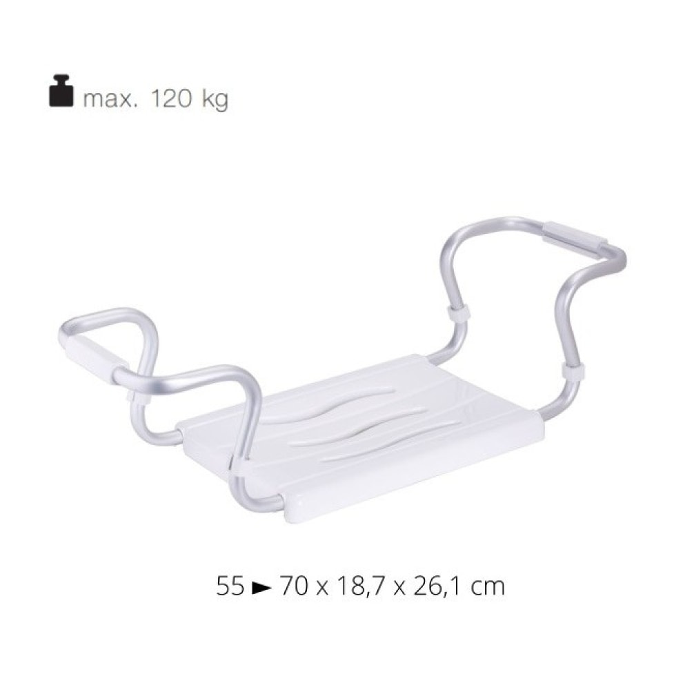 Grand siège de baignoire extensible 50-70cm Blanc - Max 120kg MSV