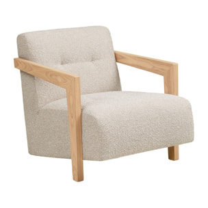 Lola - fauteuil en tissu texturé - accoudoirs en chêne massif FSC  100% - Beige