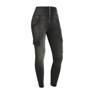 Jeans push up WR.UP® stile cargo vita alta e lunghezza 7/8
