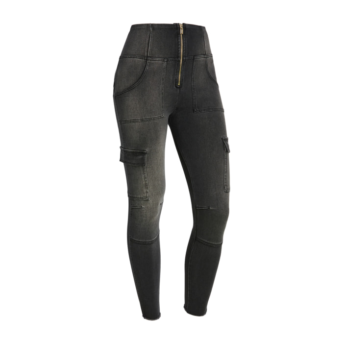 Jeans push up WR.UP® stile cargo vita alta e lunghezza 7/8
