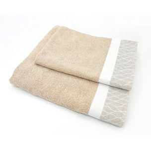 Set Spugna VENTOTENE 2 Pezzi: Viso+Ospite - Nocciola - 450 gr/m² - Puro Cotone