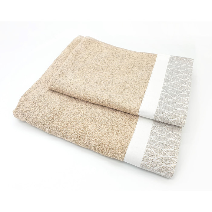 Set Spugna VENTOTENE 2 Pezzi: Viso+Ospite - Nocciola - 450 gr/m² - Puro Cotone