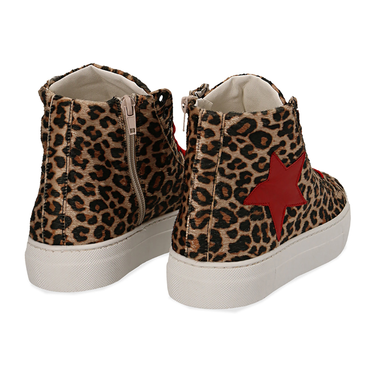 Sneakers leopard in microfibra con gambale alto