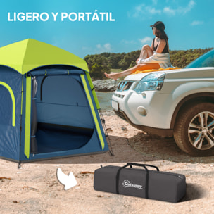 Tienda de Campaña para 2-4 Personas Tienda de Camping Plegable con Fácil Instalación Ventanas de Malla Gancho y Bolsa de Transporte Protección UV Impermeable para Senderismo Azul y Verde