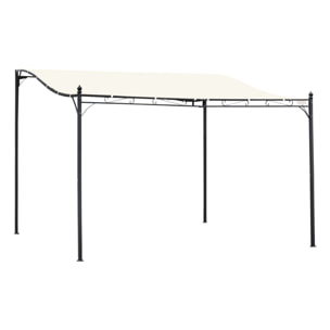 Outsunny Pérgola de Jardín 4x3 m Montado en Pared con Toldo y 4 Orificios Crema