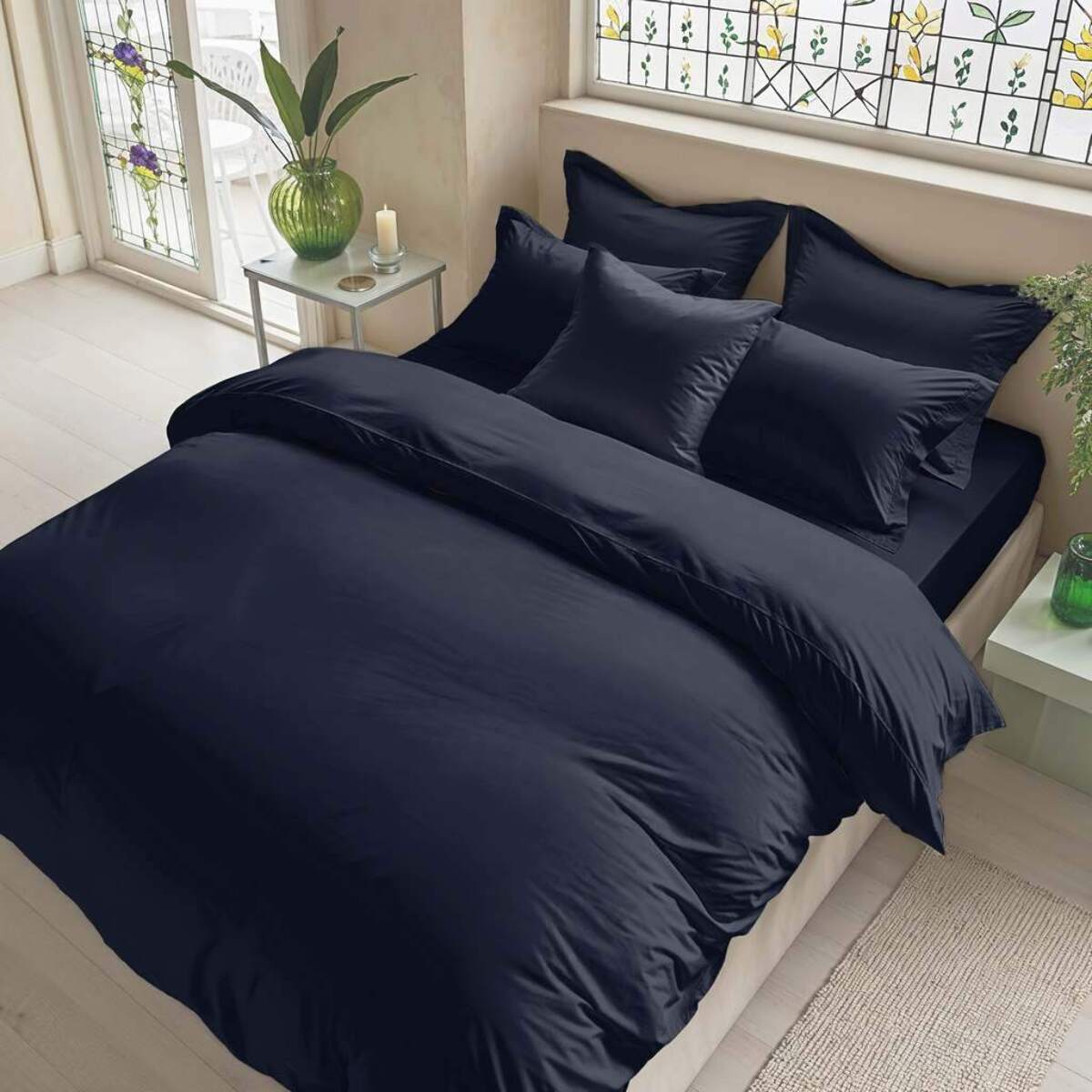 Housse de couette unie marine