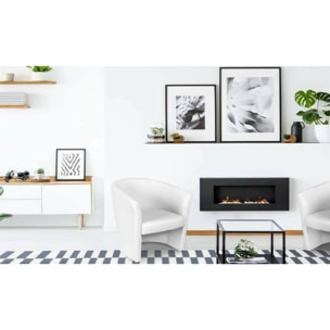Poltrona Ago, Poltrona da salotto, Seduta imbottita, Sedia con braccioli in ecopelle, 64x63h76 cm, Bianco