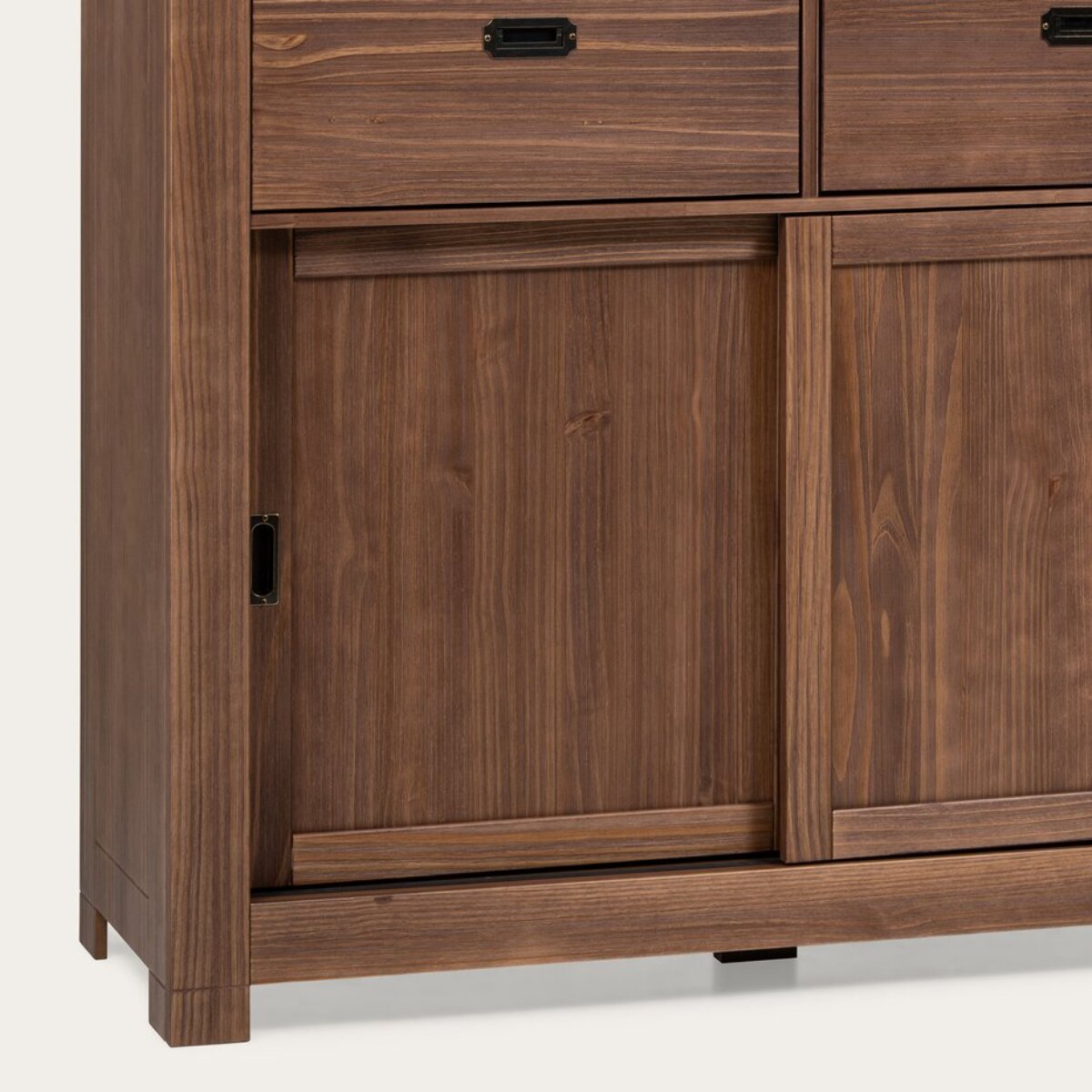 Vitrine Nador -bois massif d'araucaria-couleur kokoa 130 x 190 x 45 cm