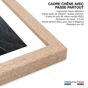 Affiche Vallée suisse en Automne Affiche + cadre en bois - Chêne