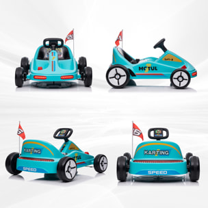 Kart Eléctrico para Niños de +3 Años Kart Eléctrico 6 V con Música Luz Bocina Cinturón de Seguridad Go Kart Carga 50 kg Azul